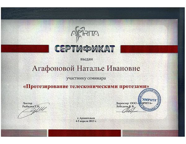 Протезирование телескопическими протезами (2013) — Агафонова Наталия Ивановна